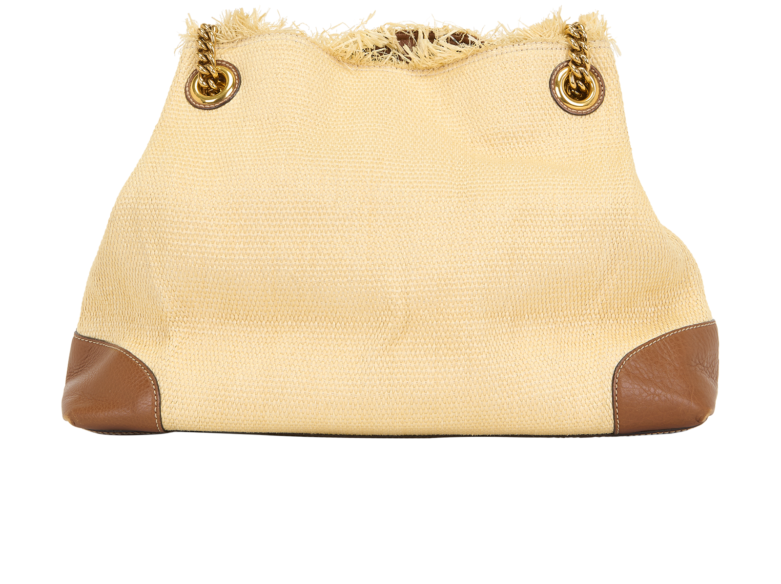 Soho Chain Shoulder Bag, &pound;750, Handbags, Beige/Brown, Leather/Straw, Back view